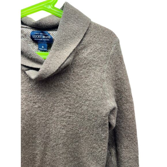 Lucky Brand Green Wool Blend Sweater - V Neck Cowl Neck - Picture 8 of 10